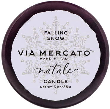 European Soaps, LLC, Via Mercato, Natale, Candle, Falling Snow, 3 oz (85 g)
