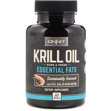 Onnit, óleo de krill, gorduras essenciais, 60 cápsulas moles