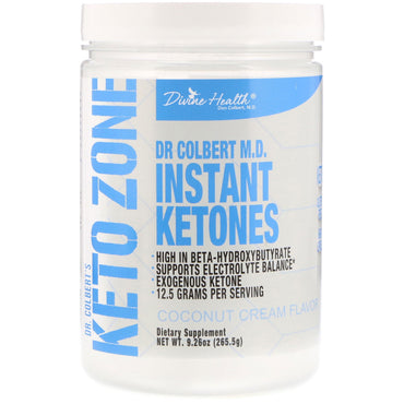 Divine Health, Dr. Colbert's Keto Zone, Instant Ketones, Coconut Cream Flavor, 9,26 oz (265,5 g)