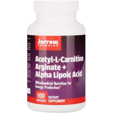 Jarrow Formulas, Arginato de acetil L-carnitina + ácido alfa lipoico, 100 cápsulas