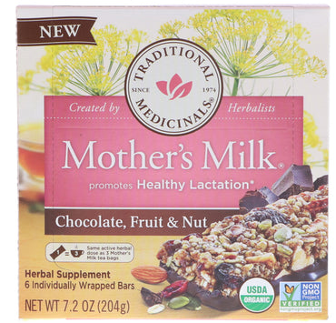 Traditional Medicinals, Muttermilch, Schokolade, Obst und Nüsse, 6 einzeln verpackte Riegel, 7,2 oz (204 g)