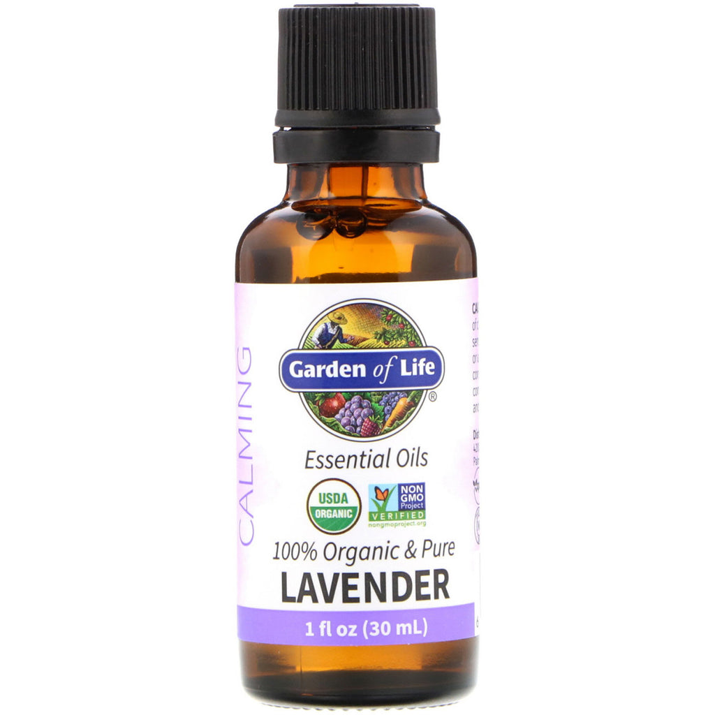 Garden of Life, 100%  & Pure, Essential Oils, Calming, Lavender, 1 fl oz (30 ml)