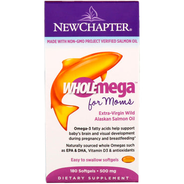 Nieuw hoofdstuk, Wholemega voor moeders, 500 mg, 180 softgels