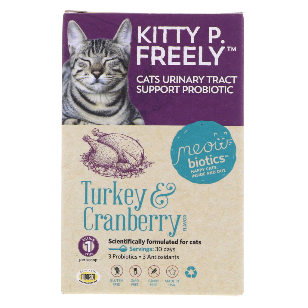 Fidobiotika, Kitty P. Freely, kattens urinvägar, stödprobiotika, kalkon och tranbär, 1 miljard CFU, 0,5 oz (14,5 g)