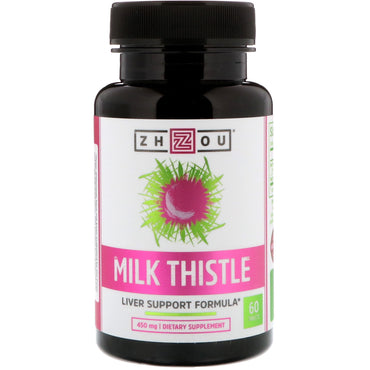 Zhou Nutrition, Milk Thistle, Live Support Formula, 450 mg, 60 tabletter