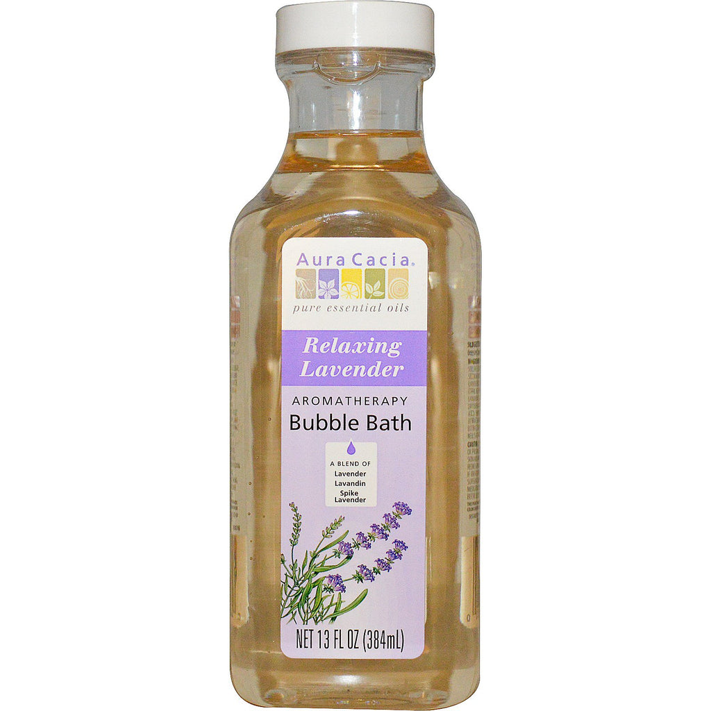 Aura Cacia, aromaterapi boblebad, afslappende lavendel, 13 fl oz (384 ml)