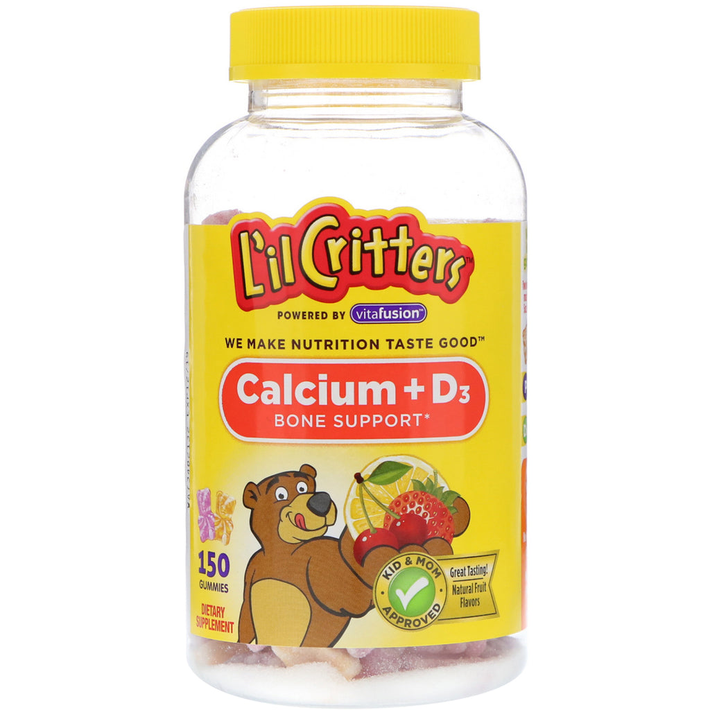 L'il Critters, kalsium + D3, beinstøtte, naturlige fruktsmaker, 150 gummier