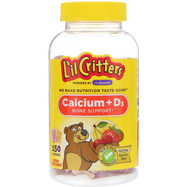 L'il Critters, Calcium + D3, Soutien osseux, Arômes naturels de fruits, 150 Gummies