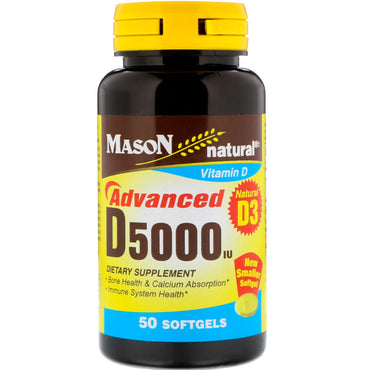 Mason Natural, D5000 UI, 50 cápsulas blandas