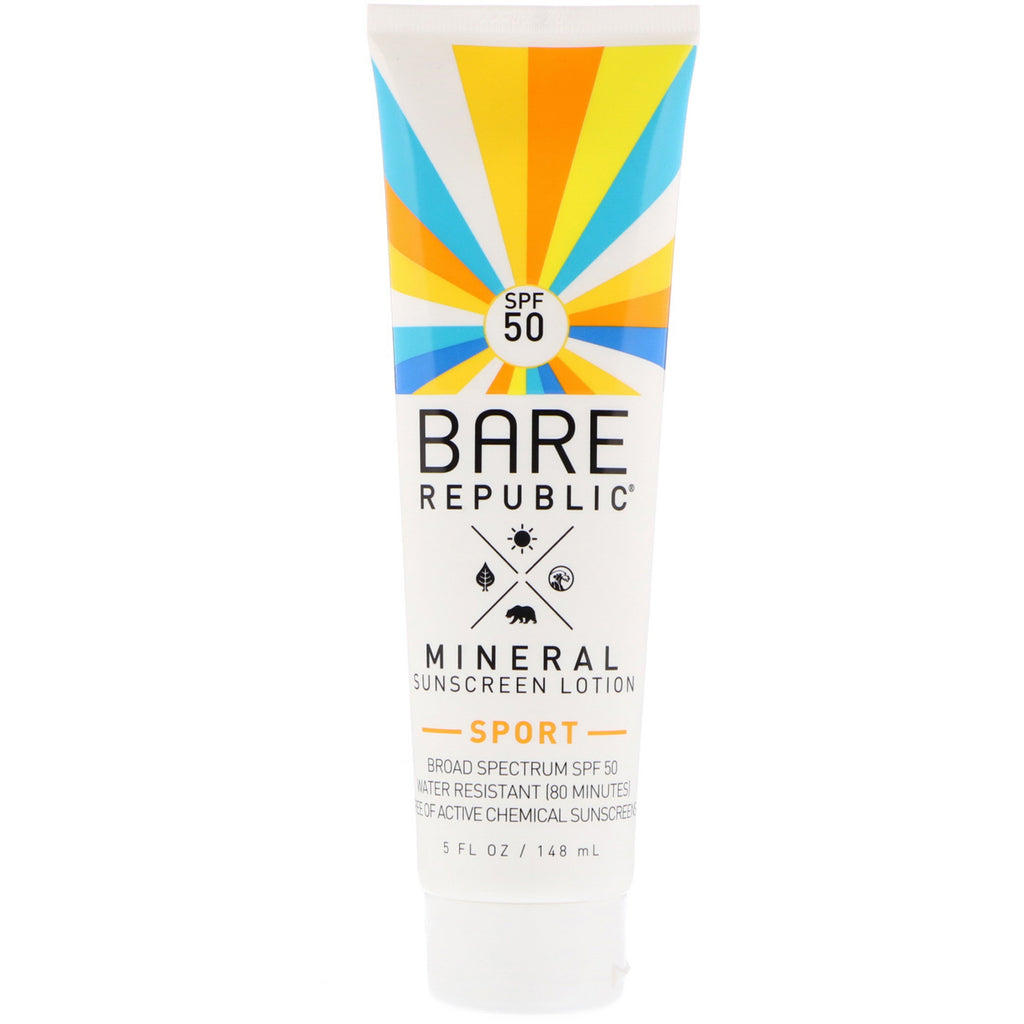 Bare Republic, Mineral Sunscreen Lotion, Sport, SPF 50, 5 fl oz (148 ml)