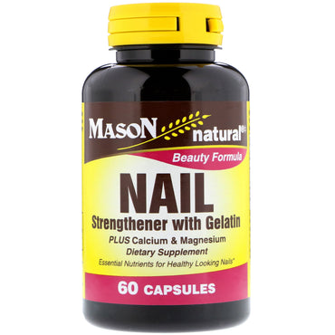 Mason Natural, Fortalecedor de uñas con gelatina, 60 cápsulas