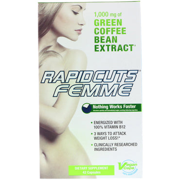 FEMME, Rapidcuts Femme, Gewichtsverlust durch grünen Kaffee mit Vitamin B12, 42 Kapseln
