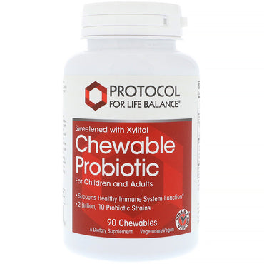 Protocol for Life Balance, kaubares Probiotikum, für Kinder und Erwachsene, 90 Kautabletten