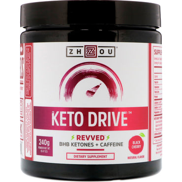 Zhou Nutrition, Keto Drive, Revved, Black Cherry, 8,47 oz (240 g)