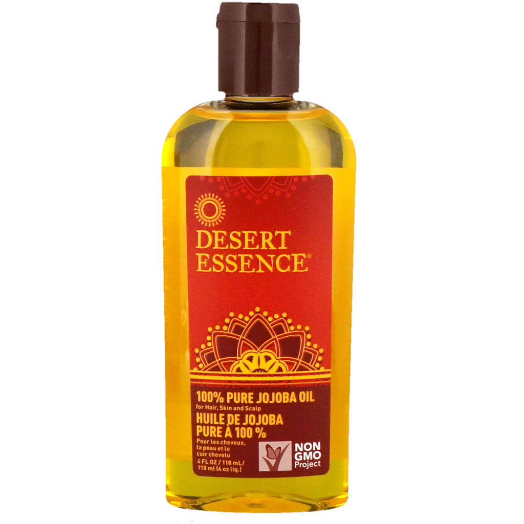 Desert Essence, 100% 순수 호호바 오일, 모발, 피부 및 두피용, 118ml(4fl oz)
