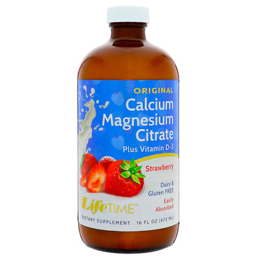 Life Time, Citrato de calcio y magnesio, fresa, 473 ml (16 oz. líq.)