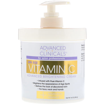 Advanced Clinicals, Vitamine C, Crème éclaircissante avancée, 16 oz (454 g)