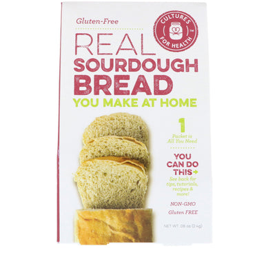 תרבויות לבריאות לחם מחמצת אמיתי ללא גלוטן 1 חבילה .08 אונקיות (2.4 גרם)