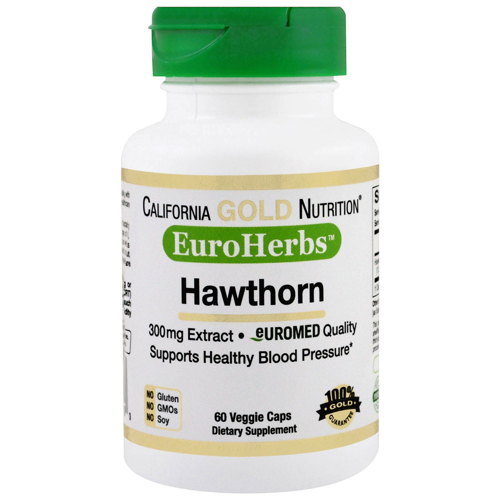 California Gold Nutrition, Hawthorn Extract, EuroHerbs, 300 mg, 60 Veggie Caps