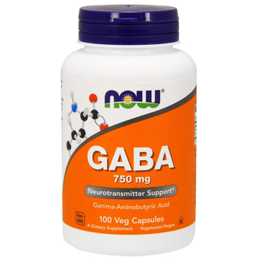 Now Foods, GABA, 750 mg, 100 cápsulas vegetales