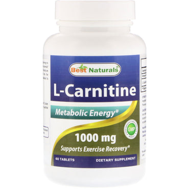 Best Naturals, L-carnitină, 1000 mg, 60 tablete