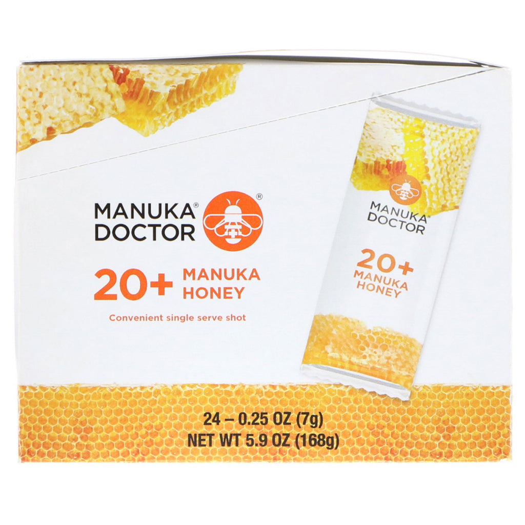 Manuka Doctor, น้ำผึ้งมานูก้า 20+ ซอง, 24 ซอง, 0.25 ออนซ์ (7 กรัม) อย่างละ