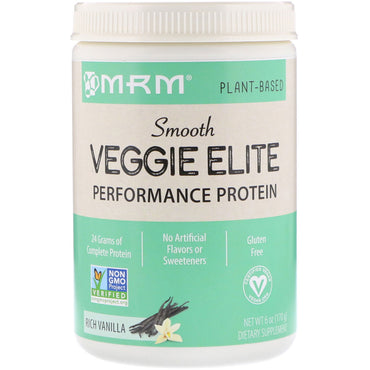 MRM, Proteína Smooth Veggie Elite Performance, Baunilha Rica, 170 g (6 oz)