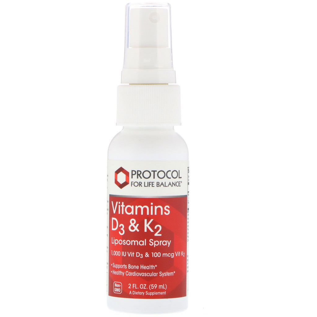 Protokoll for livsbalanse, vitaminer D3 og K2, liposomal spray, 2 fl oz (59 ml)