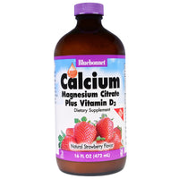 Bluebonnet Nutrition, Liquid Calcium, Magnesium Citrate Plus Vitamin D3, Natural Strawberry Flavor, 16 fl oz (472 ml)