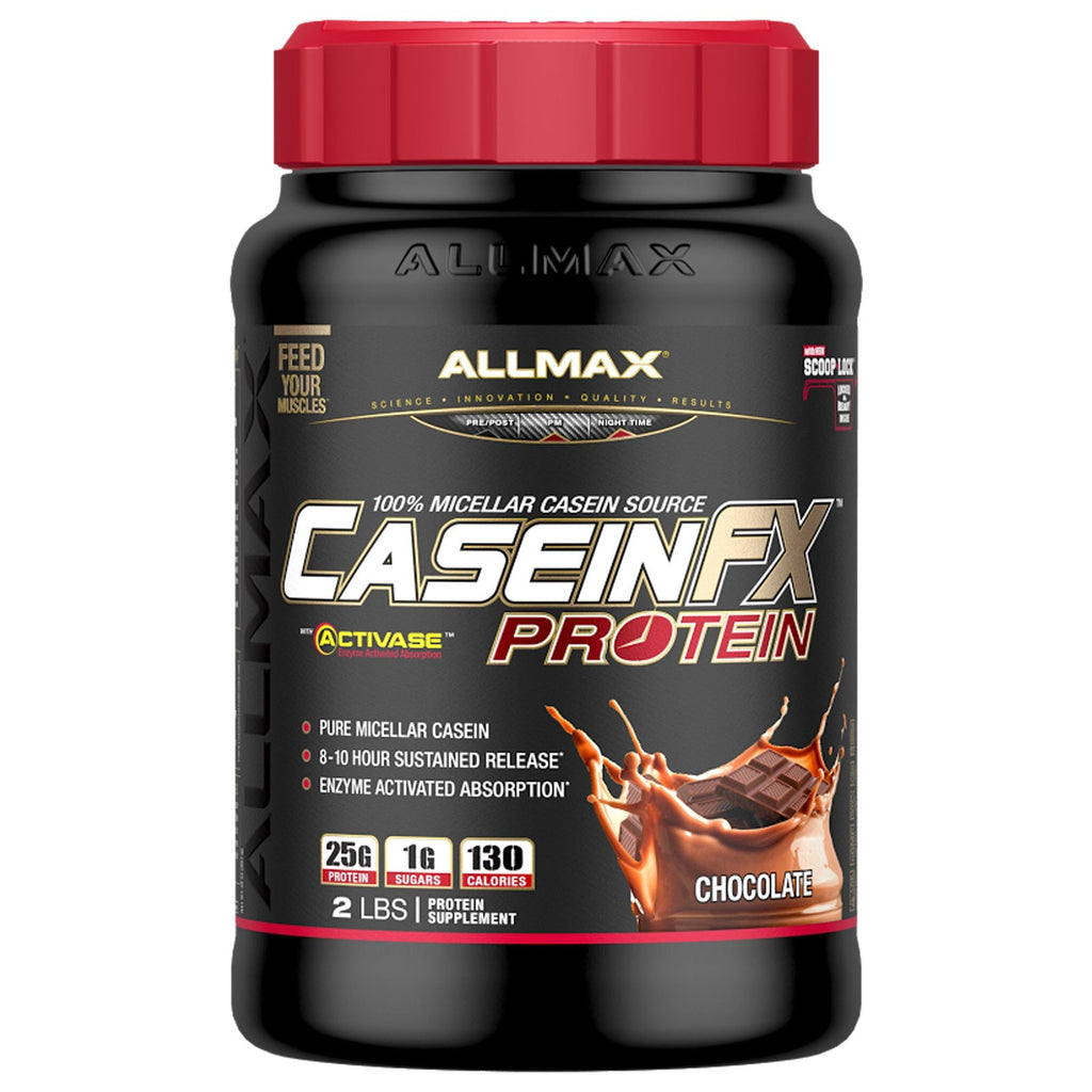 ALLMAX Nutrition, CaseinFX, proteina micellare della caseina al 100%, cioccolato, 2 libbre. (907 grammi)