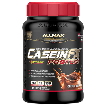 ALLMAX Nutrition, CaseinFX、100% カゼインミセラープロテイン、チョコレート、2 ポンド(907g)