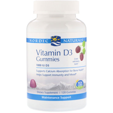 Nordic Naturals, Vitamine D3, Baies sauvages, 1000 UI, 120 gommes