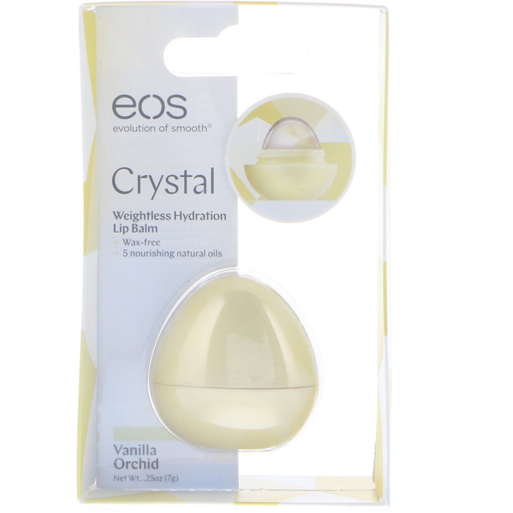 EOS, Crystal, Baume à lèvres hydratant en apesanteur, Orchidée vanille, 0,25 oz (7 g)