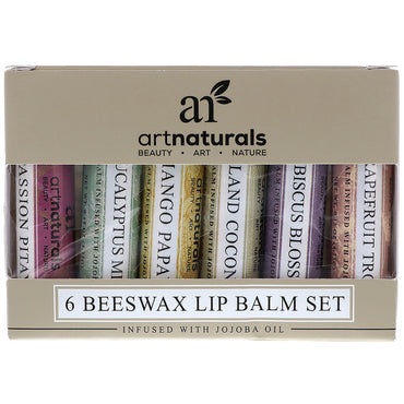Artnaturals, ערכת שפתיים משעוות דבורים, 6 שפתונים, 0.15 אונקיות (4.25 גרם) כל אחד