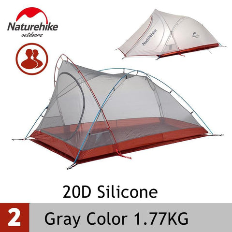 Naturehike-tienda de campaña para 2 personas, 1,7 KG, tela de silicona 20D, doble capa, impermeable, NH, ultraligera para exteriores, tienda de campaña para senderismo