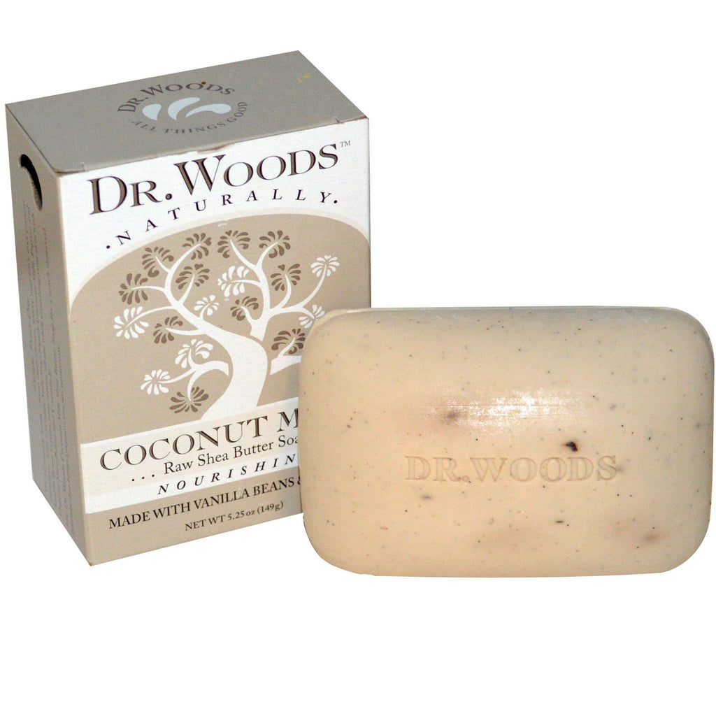 Dr. Woods, סבון חמאת שיאה גולמית, חלב קוקוס, 5.25 אונקיות (149 גרם)