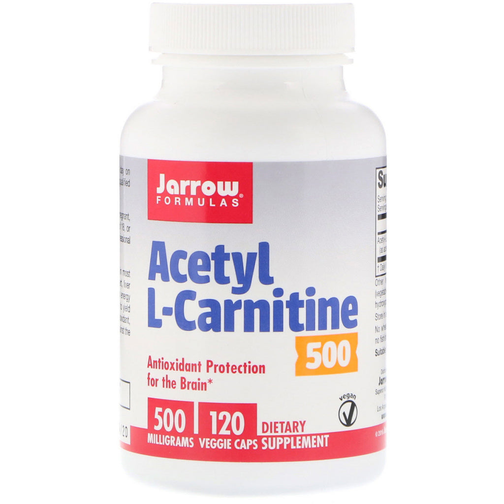 Jarrow Formulas, Acetil L-Carnitina 500, 500 mg, 120 cápsulas vegetales