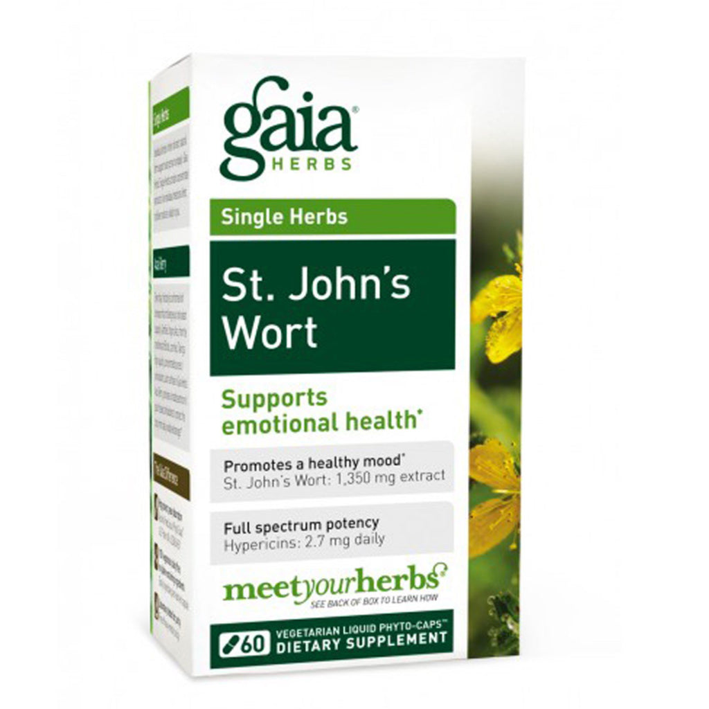 Gaia Herbs, セントジョーンズワート、ベジタリアン液体フィトキャップ 60 粒