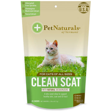 Pet Naturals of Vermont, Clean Scat, para gatos, 45 mastigações, 67,5 g (2,38 oz)