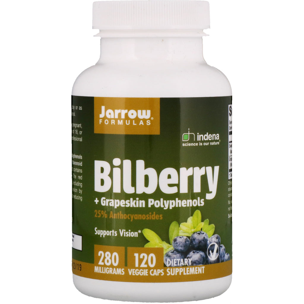 Jarrow Formulas, ビルベリー + グレープスキン ポリフェノール、280 mg、植物性カプセル 120 粒
