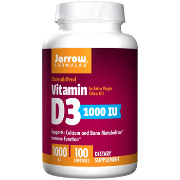 Jarrow Formulas, vitamina D3, 1000 UI, 100 cápsulas blandas