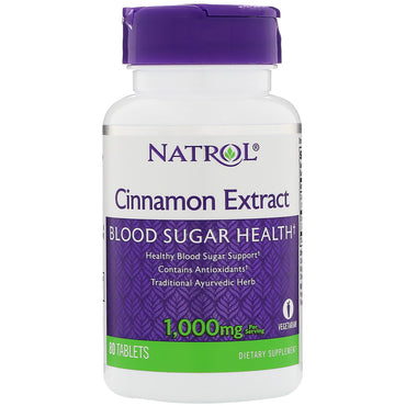 Natrol, ekstrakt cynamonu, 1000 mg, 80 tabletek