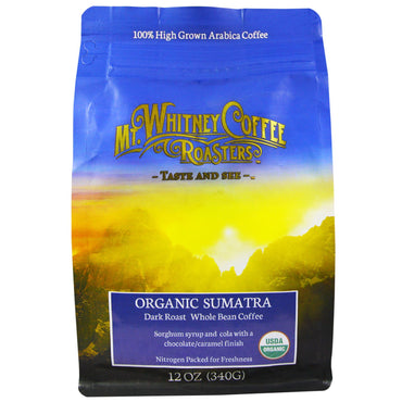 Mt. Whitney Coffee Roasters, Sumatra, café en grano entero tostado oscuro, 12 oz (340 g)