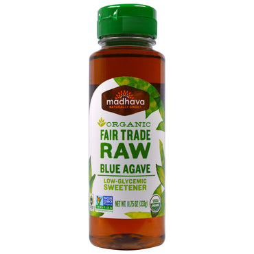 Edulcorantes naturales Madhava, agave azul crudo de comercio justo, 11,75 oz (333 g)