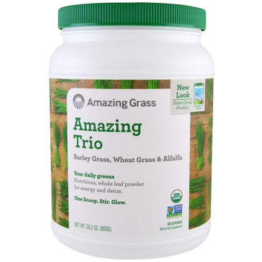 Amazing Grass, El trío asombroso, hierba de cebada, hierba de trigo y alfalfa, 28,2 oz (800 g)