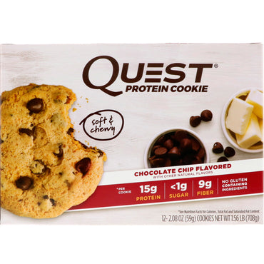 Quest Nutrition Biscuits protéinés aux pépites de chocolat, paquet de 12, 2,08 oz (59 g) chacun