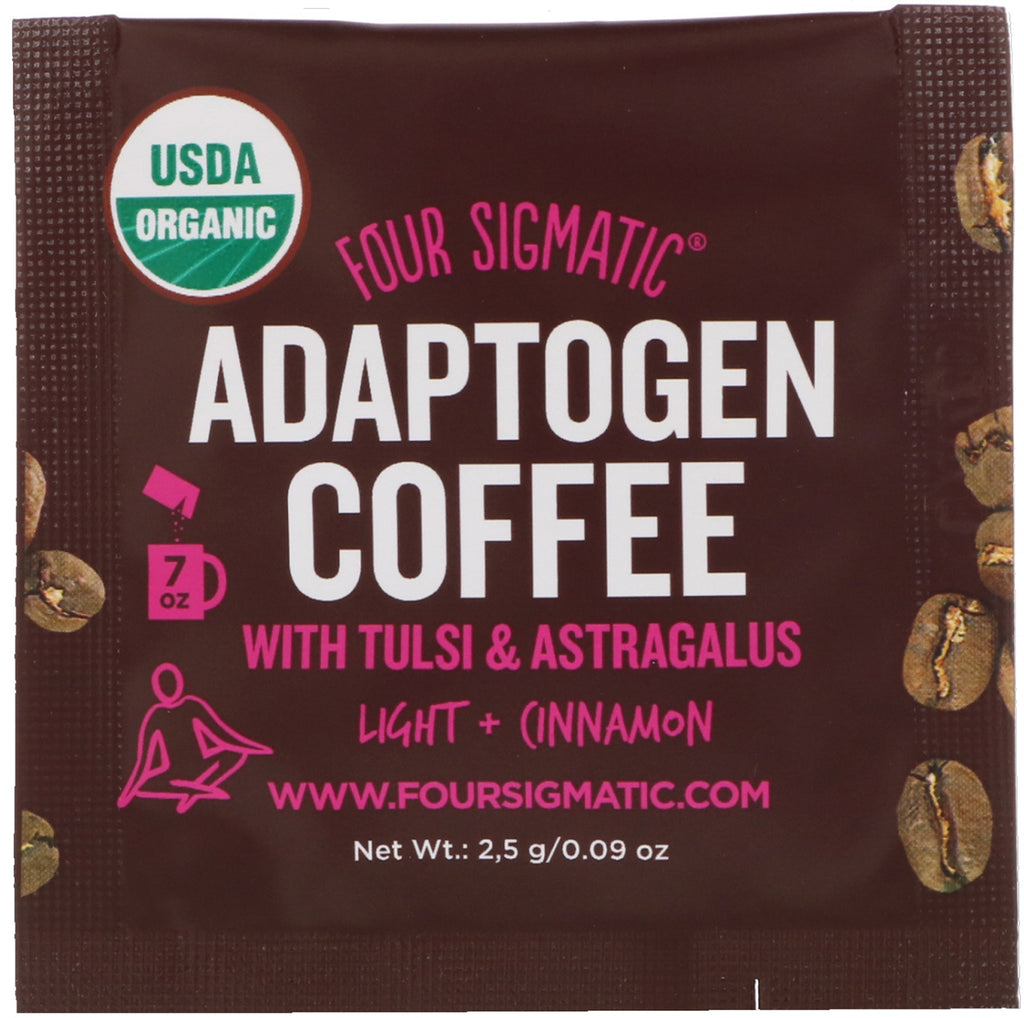 Four Sigmatic, Adaptogen Coffee Mix, Light + Cinnamon, 10 pakker, 0,09 oz (2,5 g) hver