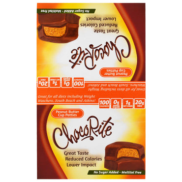 HealthSmart Foods, Inc., ChocoRite, hamburguesas de mantequilla de maní, 16 paquetes, 36 g (1,27 oz) cada uno