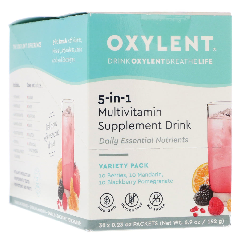 Vitalah, Oxylent, bebida complementaria multivitamínica, paquete variado, 30 paquetes, 6,4 g (0,23 oz) cada uno