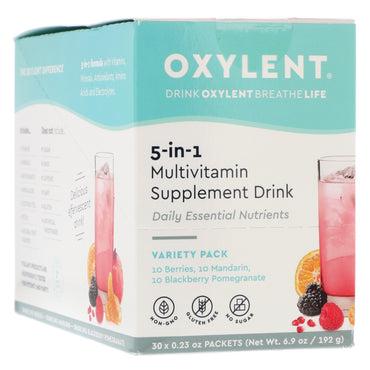 Vitalah, Oxylent, băutură cu suplimente multivitamine, pachet variat, 30 pachete, 0,23 oz (6,4 g) fiecare